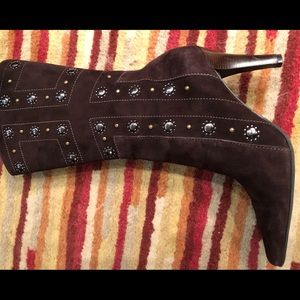Antonio Melani dark brown studded suede boots